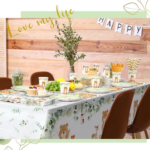 Potchen 452 Pcs Woodland Plates Napkins Party Supply, Sage Green - Image 4