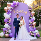 Purple Arch Backdrop Cover 7.2FT 6FT Wedding Arch Covers Stretchy Backdrop Set of 2 for Baby Shower Birthday Wedding Party Decoration (Purple, 7.2FT & 6FT) - Image 2