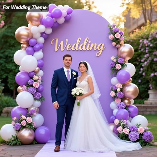 8 FT Arch Backdrop Cover, Wedding Purple Arch Covers Stretchy Backdrop Spandex Fitted for Chiara Stand Birthday Baby Shower Party Ceremony Decoration Purple 8FT - Image 2