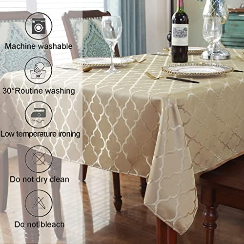SASTYBALE Jacquard Tablecloth, Rectangle 60" x 120", Gold - Image 4