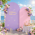Pink Purple Arch Backdrop Cover for Wedding, 7.2FT 6FT Set of 2 Stretchy Spandex Fitted Arch Stand Cover for Baby Shower, Birthday Party Decor, Chiara Backdrop Cover with Double-Sided Design by Besutolife