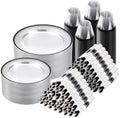 Goodluck 700 Pcs Clear Plastic Plates with Black Rim, Plastic Dinnerware by GoodLuck