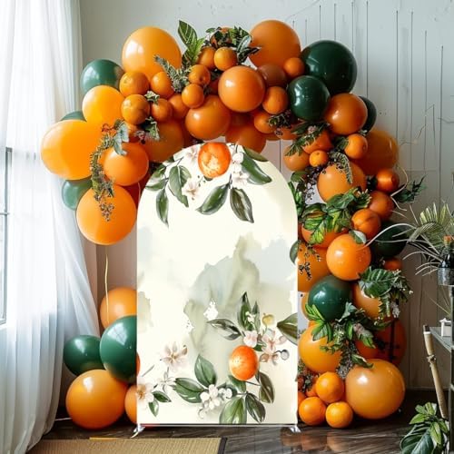 Blush Pink Floral Arch Covers Stretchy Backdrop Citrus Lemon A Little Cutie is on The Way Arch Background Baby Shower Party Decoration (7.2x4ft(220x120cm),GX-2893) by NIVIUS+PHOTO