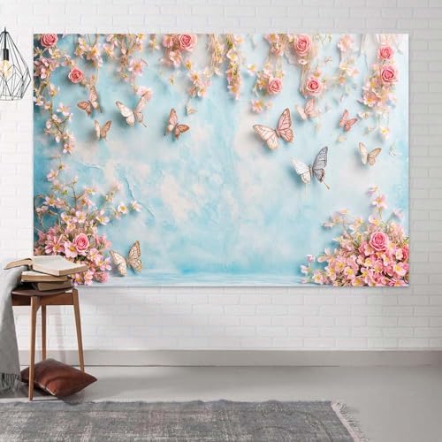 10X10ft Butterfly Floral Backdrop Birthday Colorful Flowers Photo Background for Girls Wedding Birthday Party Girls Princess Butterfly Theme Baby Shower Events Party Decorations Photo Booth Props - Image 3