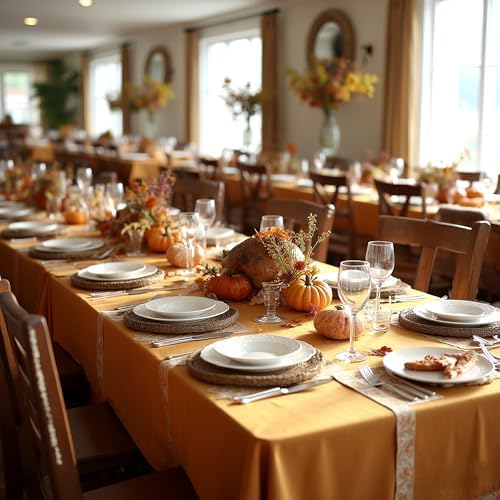 sancua Thanksgiving Tablecloths Rectangular 54x108 Inch, 8 Pack Bronze - Image 2
