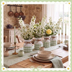 Domensi 6 Pcs Farmhouse Metal Flower Vase, Green Gingham Table Centerpiece - Image 6