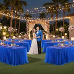Royal Blue Fitted Tablecloth Rectangle 6 Foot Stretch Elastic Tulle Ruffle Tablecloths Rectangular Spandex Table Covers 6ft Birthday Baby Shower Wedding Party Table Cloths with Skirt 4Pack - Image 2