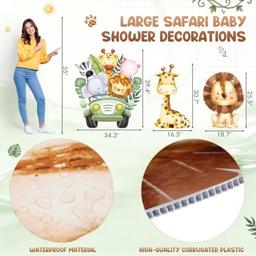 3 Pack Safari Birthday Party Decoration Jungle Animal Large Plastic Standup 16-39 Inch Lion Giraffe Elephant for Baby Shower Birthday Party Centerpieces Decoration Photo Booth Prop Backdrop - Image 3