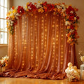 20x10FT Terracotta Wrinkle Free Backdrop Curtains with Lights String for Parties - Photo Curtain Backdrop with Lights for Wedding Decorations, Bridal Baby Shower Birthday Party Photography Background by WishCare
