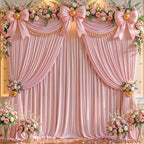 Rose Backdrop Curtains-Wrinkle-Free Polyester Photography Drapes Party Curtain Background for Baby Shower Wedding Decorations- 16 X10FT - Image 3