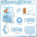 54 Pcs Baby Shower Prizes for Winners Prizes Gifts 6 Sets with Headbands Eye Masks Mirrors Hair Ties Hair Clips Socks Storage Bags Thank Card Gift Bag for Baby Shower Party Wedding (Blue) - Image 3