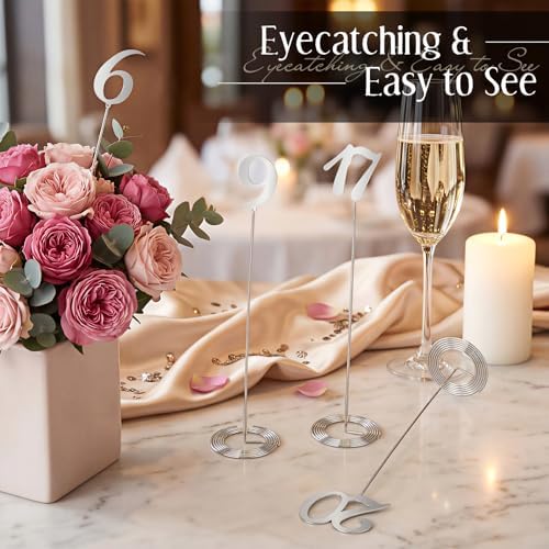 Novabright 20 Pcs Metal Table Numbers 1-20 for Wedding Reception, Silver - Image 5