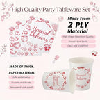 LemonRoad 175 Pcs Special Delivery Pizza Baby Shower Party Set Serves 25 Guests, 9'' Dinner Plates 7'' Dessert Plates 9oz Cups Red White Gender Neutral Disposable Tableware for New Baby Welcome Party - Image 3