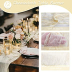 35x72 Inch Beige Cheesecloth Table Runner Rustic Boho Wedding Party Decor - Image 4