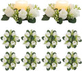 NUPTIO White Flower Wreath for Table Centerpieces, 9.05 Inch, Set of 10 by Nuptio
