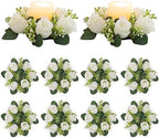 NUPTIO White Flower Wreath for Table Centerpieces, 9.05 Inch, Set of 10 by Nuptio