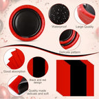 Funnymoom 218 Pcs Red and Black Party Decorations Tableware Set, Serves 24 - Image 2