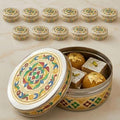 LOVENSPIRE Meenakari Stainless Steel Storage Box with Lid (500gm) Decorative Round Indian Food Container for Sweets, Kitchen Items & Return Gift Favors Pack of 12 by LOVENSPIRE