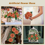 100PCS Burnt Orange Artificial Flowers Realistic Roses, Real Looking Fake Roses with Stem for DIY Wedding Bouquets Centerpieces Bridal Shower Party Home Romantic Decorations (Burnt Orange, 100pcs) - Image 3