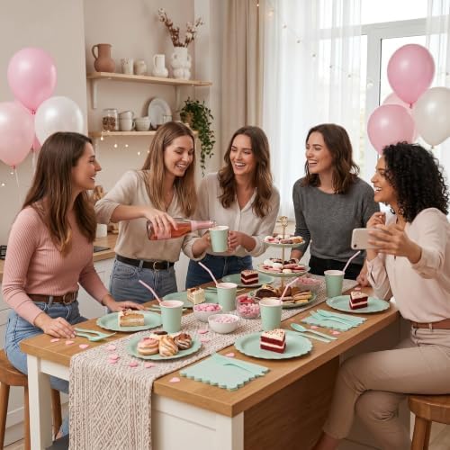 ArtSocket 350 Pack Disposable Party Tableware for 50 Guest, Sage Green - Image 6