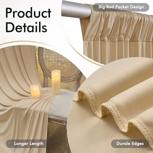 50ftx12ft Champagne Backdrop Curtain for Wedding Party 10 Panel 5×12FT Tall - Image 2