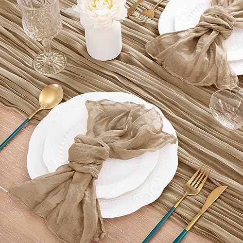Nude Cheesecloth Table Runner Neutral Boho Fall Runner for Table, 8 Pack - Image 6