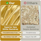 leegleri 30x10ft Thick Gold Glitter Backdrop Curtain Panels for Parties, Wrinkle Free Sparking Sequin Backdrop Drapes, 6 Panels 5x10ft Shimmer Photo Back Drop Cloth for Wedding Birthday Photography - Image 2