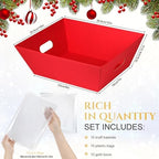 AFOROEOA 10PACK Red Baskets For Gifts Empty, 10x12”Thick Kraft Gift Basket with 10 Bows 10 Bags Empty Gift Baskets for Christmas, Easter, Birthdays, Snacks, Farmers Market - Image 2