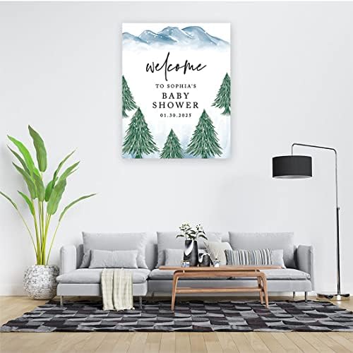 Andaz Press Custom Large Baby Shower Welcome Sign, 16" x 20", Winter Woodland Forest Personalized Canvas Welcome Sign, Signage Gender-Neutral Canvas Sign for Baby Sprinkle, Baby Shower Decorations - Image 3