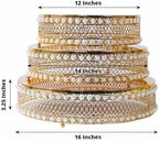 3 Gold Pearl Beaded Metal Cake Stands Mirror Top Wedding Party Events Reception Catering Home Decorations Supplies - Image 4