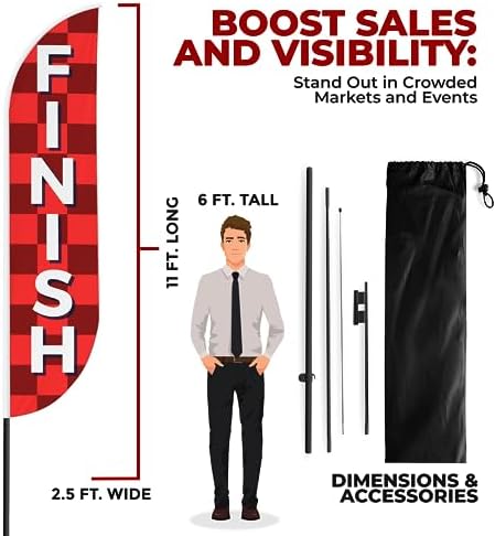 Finish Sign Feather Flag Pole Kit for Outdoor by Mavis Printing | 15 FEET Long Polyester Outdoor Banner Flag for Easy Hang | HD Print Swooper Flag Pole Mount to Celebrate Finish | Made in USA - Image 3