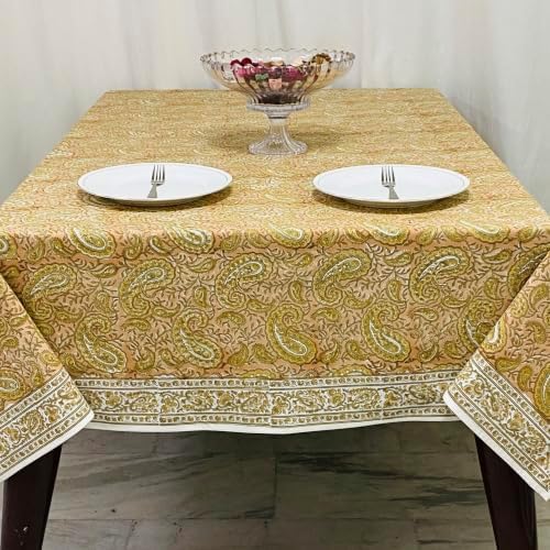 Ridhi Block Print Romantic Reverie Rectangle Cotton Tablecloth 120" x 60" Reusable Table Cover Decorative Everyday Use for Dining, Farmhouse, Home Gift for Spring, Easter, Valentine - Image 2