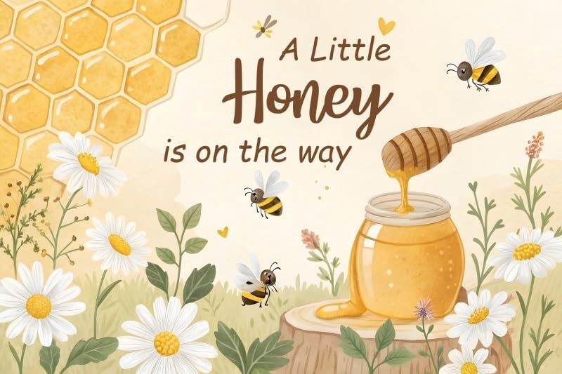 15x8ft Bee Baby Shower Decorations Backdrop Sweet Baby Honey A Little Honey is On The Way Background Cartoon Daisy Welcome Baby Birthday Party Banner Photo Booth by ZJRBJB