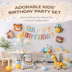 Animals Happy Birthday Foil Balloon Decorations Kit for Kids Birthday, Jungle Zoo Theme Zebra Giraffe Tiger All-In-One Party Supplies with Birthday Banner (Animal Birthday Set) - Image 2