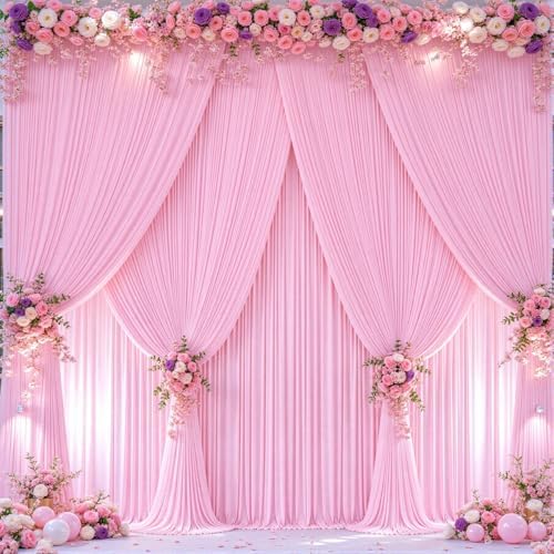 40ft x 10ft Wrinkle Free Pink Wedding Backdrop Curtains for Party Bridal Shower Reception Decorations Pink Fabric Curtain Backdrops Drapes for Photography Baby Shower Birthday Background by Tao-GePartyDecorations