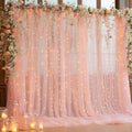 10x8ft Peach Tulle Backdrop Curtain with Lights String for Parites, Sheer Backdrop Drapes for Wedding Baby Shower Birthday Party Photo Shoot Decorations by Partisky