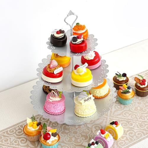 11Pcs Silver Cake Stand Set, Metal Dessert Table Display Set - Image 2