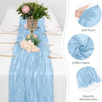 25 Pack Baby Blue Cheesecloth Table Runner 17 x 108 Inch Gauze Table Runner Fabric Semi Sheer Cheese Cloth Table Decor Bulk for Rustic Romantic Wedding Baby Shower Table Decoration - Image 5