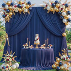 10x10FT Backdrop Curtains with Rod Pockets - Wrinkle Free Photo Stage Backdrop 2 Panels Curtains Drapes for Photography Wedding Party Baby Shower Decorations (Navy Blue) - Image 3