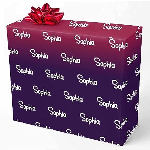 MyPupSocks Customized Name Gift Wrapping Paper, Personalized Gradient Red And Black Gift Wrap Paper with Logo Custom Funny Wrapping Paper Roll for Men Women Christmas 58x23 Inches 3 Rolls by MyPupSocks