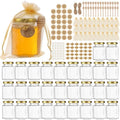 4 oz Hexagon Glass Honey Jars 30 Pack, Gold Lids with Dipper & Jute by TOEKSIX