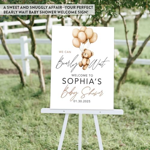 Andaz Press Personalized Teddy Bear Baby Shower Decorations, We Can Bearly Wait Baby Shower Decorations Boy, We Can Bearly Wait Sign, Custom Neutral Welcome Sign, 16x20 Inch - Image 6