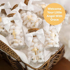 Ethisa Vintage 24 Pack Baptism Glass Bottles with Ribbons and Stickers - Classy God Bless Party Favors for Baptism and 1st Communion - Bautizo Table Centerpiece Decoration - Baby Christening Candy Jar - Image 3
