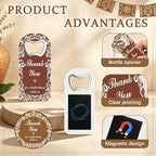 50 Set Wedding Favors for Guests Cielito Lindo Party Favors Brown Fridge Magnet Bottle Opener Thanks Cards with Organza Bags Wedding Thank You Gifts Bulk for Bridal Baby Shower Decorations - Image 3
