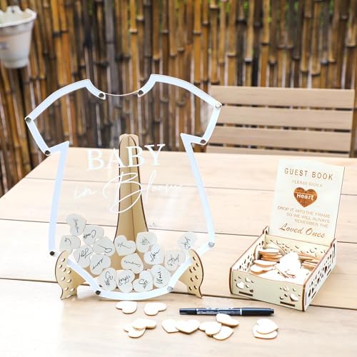 Fonder Mols Onesie Shaped Baby Shower Guest Book for Baby in Bloom Decorations, Wooden Guestbook Alternatives Gender Reveal Decorations Table Centerpiece Arrangement Display for 80 Guests - Image 4
