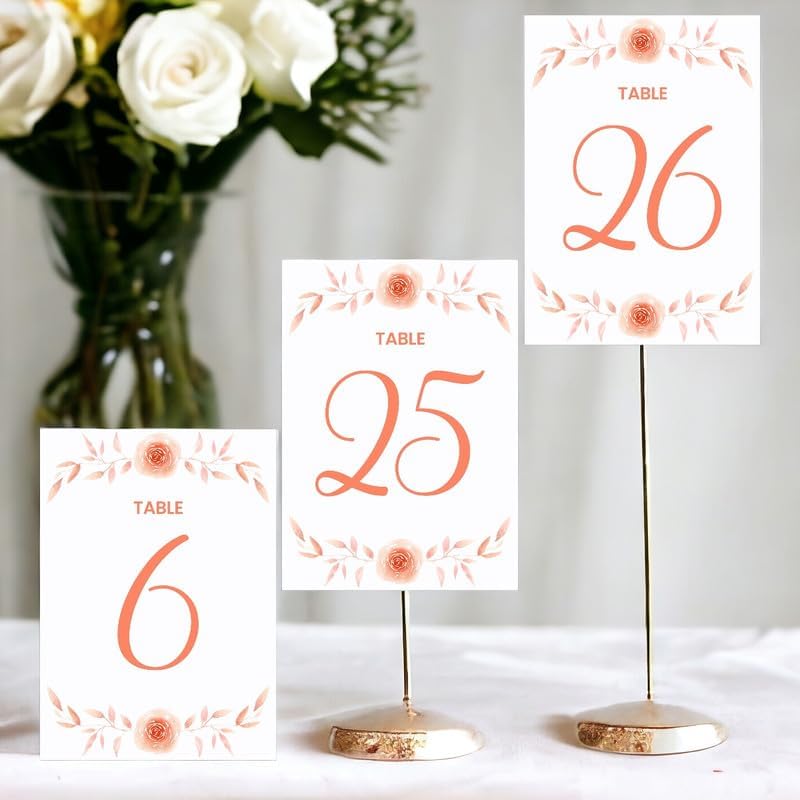 Red Rose Wedding Table Number Cardss 1-100 Double Sided For Reception Event Party Baby Shower Birthday 4x6 - Image 3