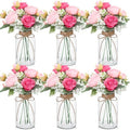 Zeyune 6 Sets Mason Jar Table Centerpiece with Artificial Peony Baby's Breath Flower Centerpieces Faux Flowers with Rope for Wedding Reception Engagement Bridal Shower Rustic Table Decor(Pink) by Zeyune
