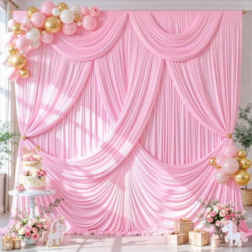 40ft x 10ft Pink Backdrop Curtains, 8 Panels Baby Pink Drapes for Backdrop - Image 2
