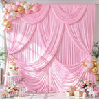 20ft x 10ft Pink Backdrop Curtains, 4 Panels Baby Pink Drapes for Backdrop - Image 2