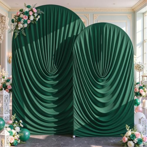 Hunter Green Wedding Arch Backdrop Cover 7.2ft and 6ft Draped Arch Covers Stretchy Backdrop Spandex Balloon Arch Covers for Bridal Shower Baby Shower Engagement Photography Birthday Party Decorations by Tao-GePartyDecorations